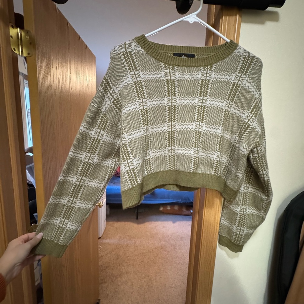 Best Match Green Plaid Two-Piece Long Sleeve Sweater Dress